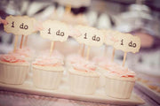 i do Wedding Cupcake Toppers Party Picks Vintage Rustic Shabby - Set of 12  18  36  50  100