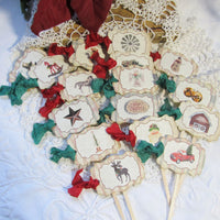 Country Rustic Christmas Banner Garland Sign - Let it Snow - Noel - Joy - Christmas Party Decorations Cupcake Toppers Paper Straws