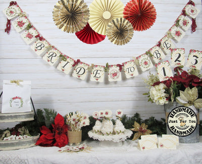 Poinsettia Winter Bridal Shower Decorations