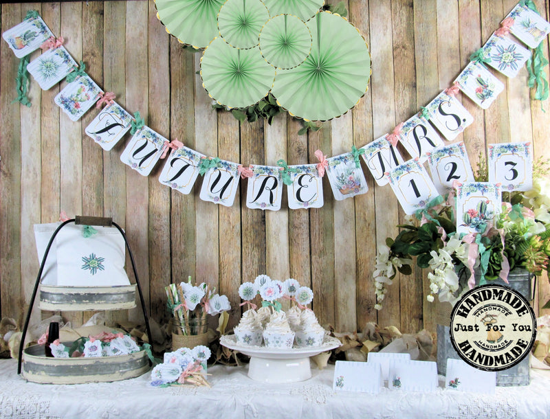 succulent bridal shower decorations Succulent Cactus Bridal Shower Decorations Package Future Mrs. Bride to Be