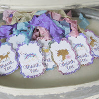 Unicorn Party Table Decorations Bundle Set - Name Banner Garland Cupcake Toppers Favor Tags Bags Birthday Baby Shower Centerpiece Rainbow