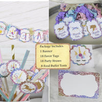 Unicorn Rainbow Birthday Party Decorations - Custom  Name Banner Garland