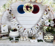 Burgundy Navy Bridal Shower Engagement Decorations