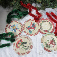 Vintage Style Rustic Christmas Banner Garland & LARGE Gift Present Tags