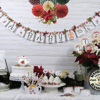 Christmas Poinsettia A Baby is Brewing Tea Party -  Baby Shower Gingerbread Holiday