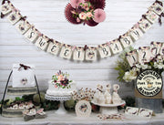 Blush Pink Burgundy Floral Baby Shower Decorations Package