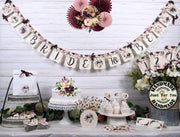 Blush Pink Burgundy Floral Bridal Shower Table Decorations