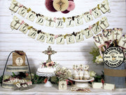 Baptism Christening First Communion Old World Cross Decorations - God Bless Name Banner Garland Bunting Cupcake Toppers Favor Bags Tags
