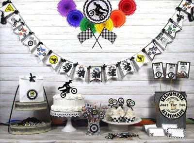 Motocross Dirt Bike Birthday Decorations - Name Banner