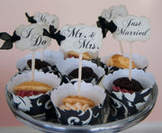 Wedding Cupcake Toppers Party Picks Bridal Mix - Just Married I Do Mr. & Mrs. - Set of 50