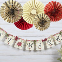 Poinsettia Winter Wedding Decorations Package Bundle - Banner Garland Floral Picks Just Married Mr & Mrs Winter