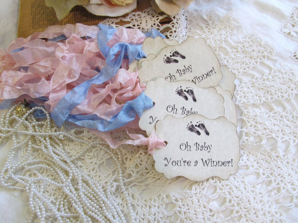 Baby Shower Game Prize Tags Oh Baby You're a Winner - Set of 9