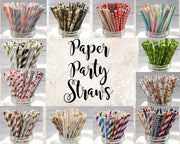 Paper Party Straws / Choose Set of 50 / Birthday Party Baby Shower Bridal Shower Birthday Favors