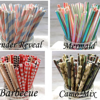 Paper Party Straws / Choose Set of 50 / Birthday Party Baby Shower Bridal Shower Birthday Favors