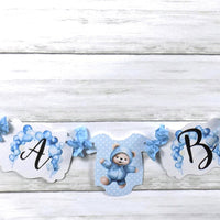 It's a Boy Teddy Bear Baby Shower Banner Sign with Blue Ribbons