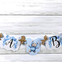 It's a Boy Teddy Bear Baby Shower Banner Sign with Brown Ribbons