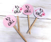18 It's a Girl Pink Floral and Polka Dot Baby Shower Cupcake Toppers Picks - Set of 18