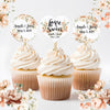 Floral Wedding Cupcake Toppers Picks Peach Blush Neutral Floral - Personalized - Round Heart Fancy Square - Love is Sweet