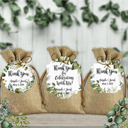 Greenery Leaves Thank You Wedding Favor Tags, Tags Only, Personalized Gift Tags, Botanical Square Rectangle Round Tags, Boho Wedding Tags