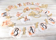 Oh Baby! Teddy Bear Baby Shower Banner Sign with Ivory Cream Ribbons,  Peach Gender Neutral