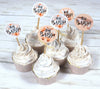 18 Oh Baby! Baby Shower Cupcake Toppers Picks - Peach Gender Neutral - Floral and Polka Dot - Set of 18
