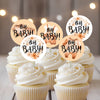 18 Oh Baby! Baby Shower Cupcake Toppers Picks - Peach Gender Neutral - Floral and Polka Dot - Set of 18