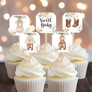 18 Boho Baby Shower Cupcake Toppers Sweet Baby Boy Clothes Picks Floral