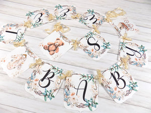 Sweet Baby Boho Baby Clothes Large Banner Baby Shower Sign with Ivory Ribbons, Gender Neutral