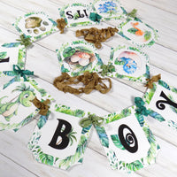 Baby Dinosaur Dino Shower Banner Sign with Ribbons, It's a Girl, It's a Boy, Sweet Baby, Oh Baby!, Gender Neutral