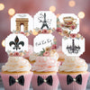 18 Paris French Bridal Shower Cupcake Toppers Picks, Ooh La La, Pink Blush Roses, Eiffel Tower, Tea Cup, Lingerie Party
