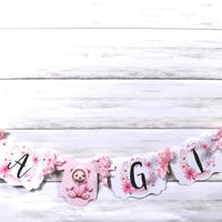 It's a Girl Pink Teddy Bear Baby Shower Banner Sign with Pink Ribbons