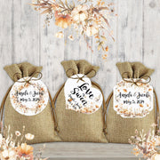 Neutral Wildflower Wedding Favor Tags, Tags Only, Personalized Gift Tags, Love is Sweet Floral Heart Square Round Tags - Boho Thank You Tags