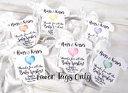 Hugs & Kisses Thank You Baby Infant Bodysuit Romper Shower Favor Gift Tags with Hearts - Personalized