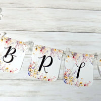 Wildflowers Bride to Be Banner with ribbons, Future Mrs. Bridal Shower Banner, Watercolor Floral Shower Banner Sign