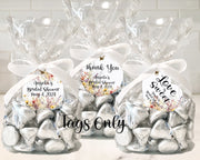 Wildflowers Bridal Shower Thank You Favor Tags, Tags Only, Personalized Gift Tags, Floral Heart Square Round Tags - Boho Shower