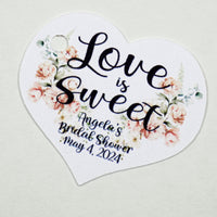 Peach Floral Bridal Shower Thank You Favor Tags, Tags Only, Personalized Gift Tags, Floral Heart Square Round Tags - Boho Shower