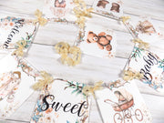 Welcome Sweet Baby Boho Shower Banner Baby Clothes Clothesline Baby Sign with Ivory Ribbons