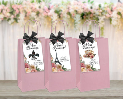 Paris French Merci Bridal Shower Favor Tags, Tags Only, Personalized Gift Tags, Shower Thank You Tags, Blush Pink Roses, Lingerie Bridal Tea
