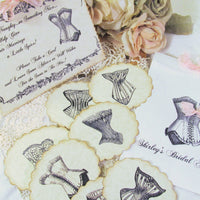 Bride Advice Game Vintage Corset Deluxe Cards Set w/Customized Bag and Sign