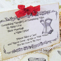 Bride Advice Game Vintage Corset Deluxe Cards Set w/Customized Bag and Sign