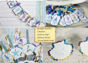 Mermaid Birthday Party Decorations - Custom Name Banner Garland