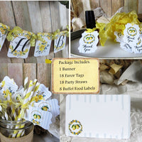Lemon Yellow Watercolor Floral Baby Shower Decorations Package