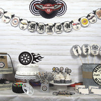 Muscle Vintage Race Car Hot Rod Mechanic Birthday Decorations - Name Banner