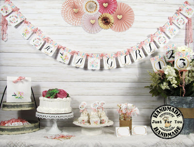 Pink Gold Baby Girl Shower Decorations